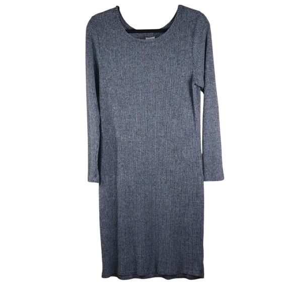 A New Day Stretchy Elegant Long Sleeve Blue Grey Knit Formal Business Dress - Picture 1 of 8